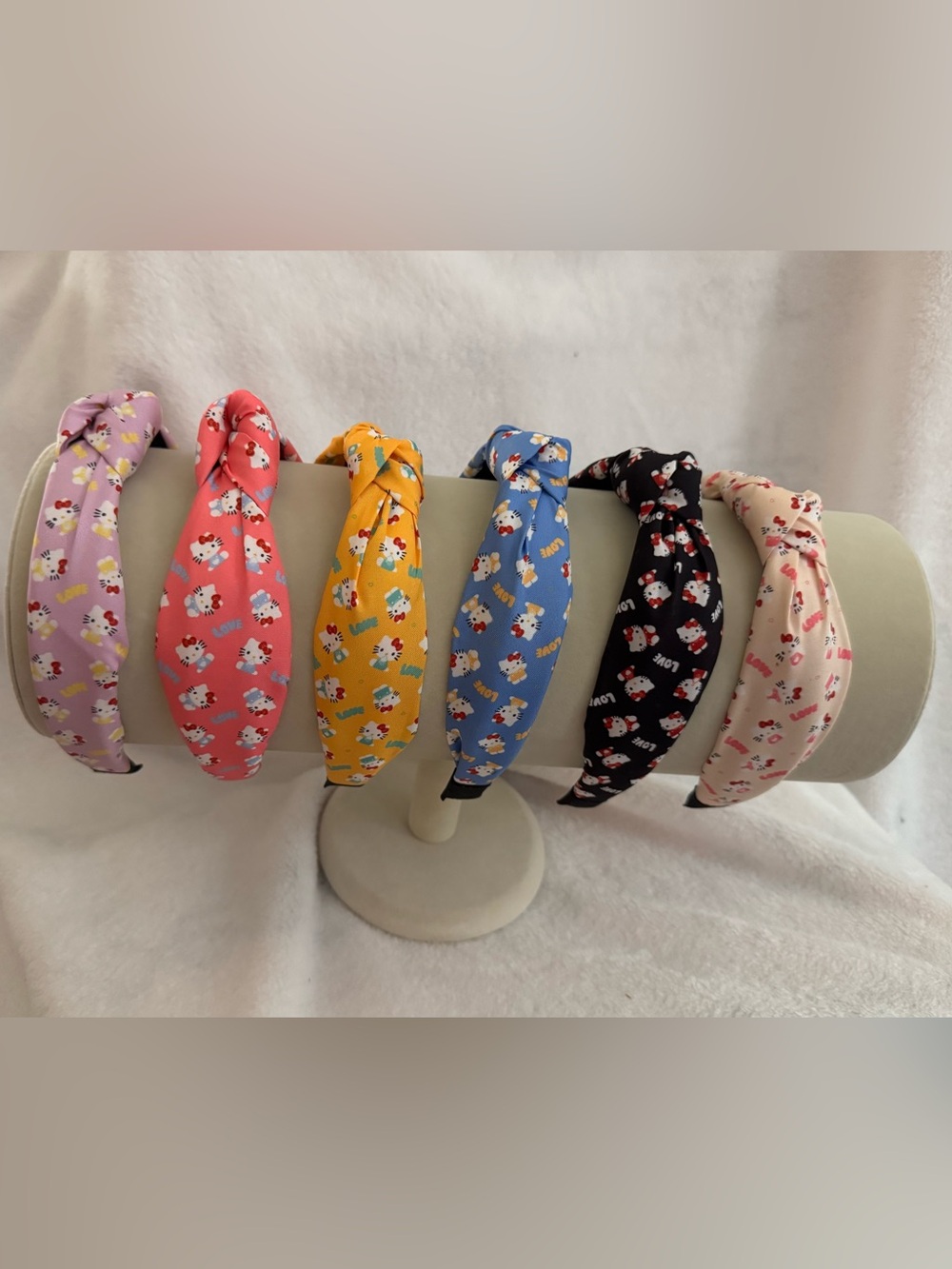 Hello Kitty Knotted Headbands - Pink, Yellow, Blue, Black, Purple, Light/Cream